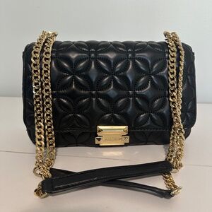 Michael Michael Kors Sloan Quilted Floral Chain Shoulder Bag, Black
